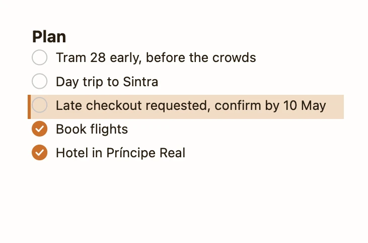 A Lisbon plan checklist with the line ChatGPT added tinted